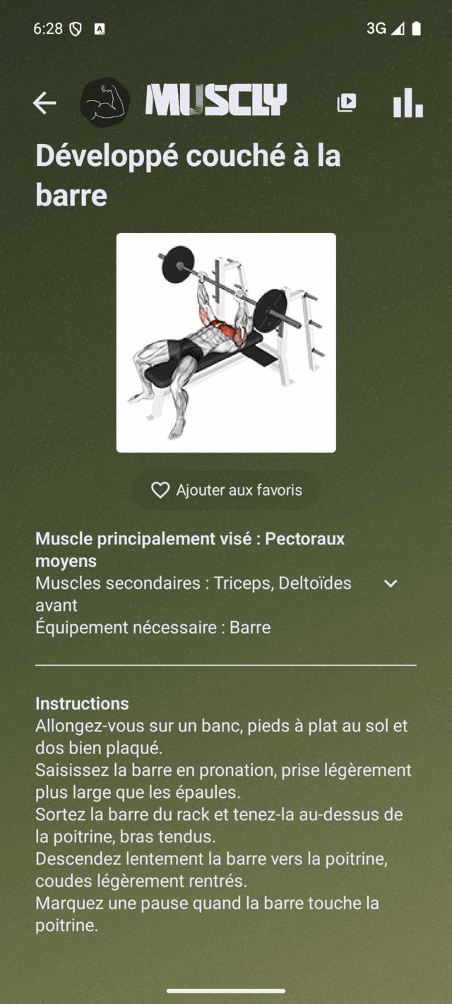 Fiche d’exercice de Muscly